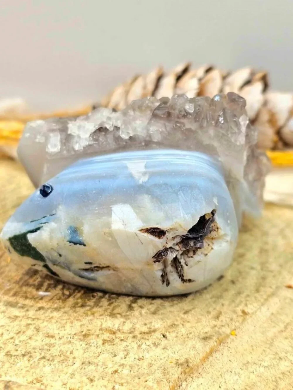 Natural Smokey Crystal Cluster Hand Carved Mouse Figurine